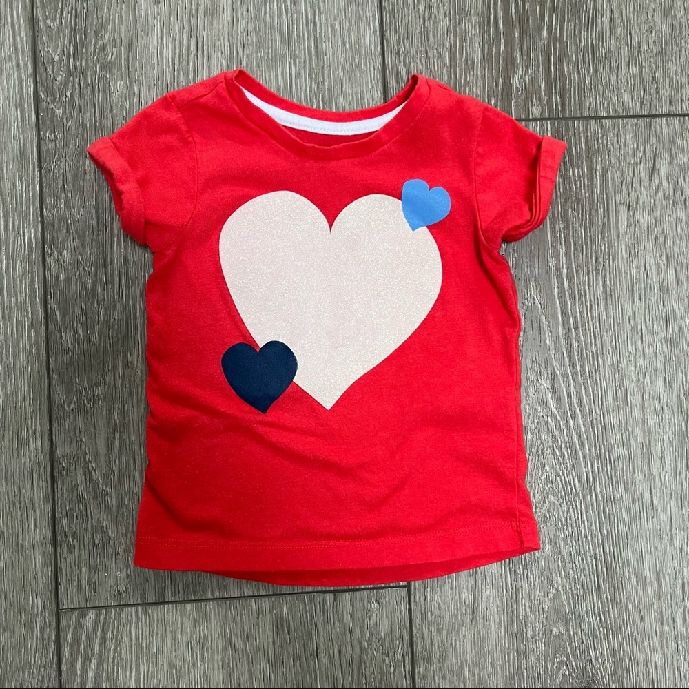 KIDS KORNER SHORT SLEEVE T SHIRT HEARTS RED 9MO